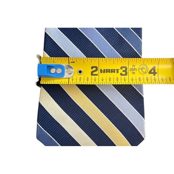 Tommy Hilfiger Striped 100% Italian Silk Repp Tie Navy Gold Blue USA 59" - Picture 7 of 7